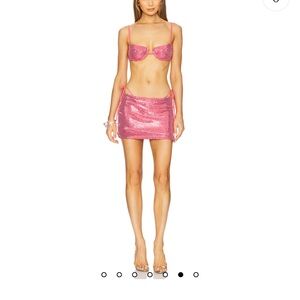 Peixoto Pink Sequin Bikini Set with skirt